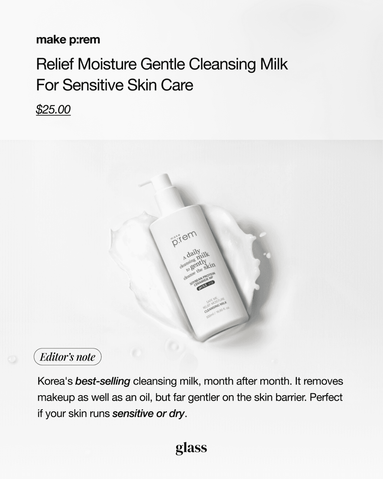 make p:rem Relief Moisture Cleansing Milk — best-selling K-beauty cleanser at Sephora