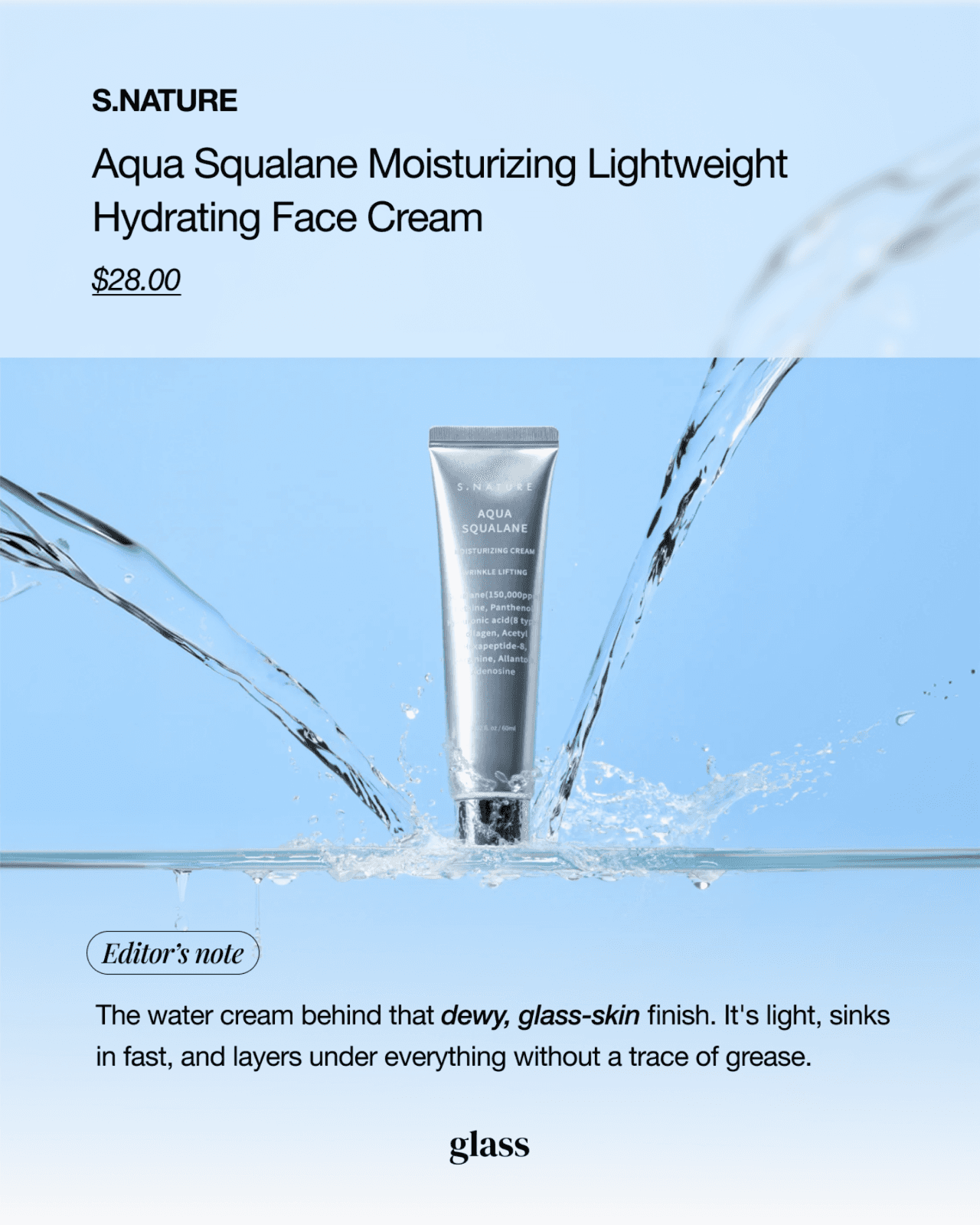 S.NATURE Aqua Squalane Cream — Korean glass-skin moisturizer at Sephora