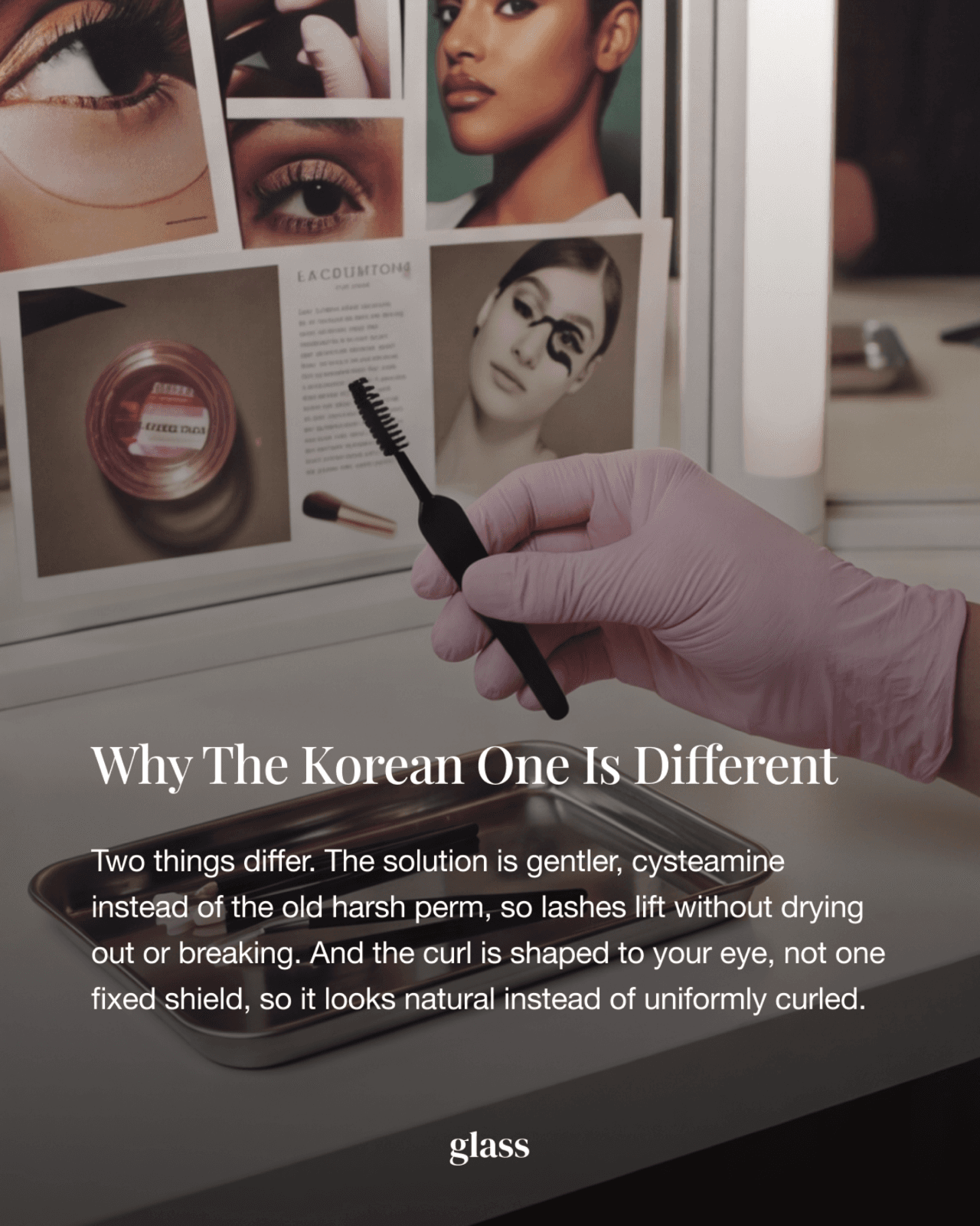 Why the Korean lash lift is different — a gentler cysteamine formula and a curl shaped to your eye