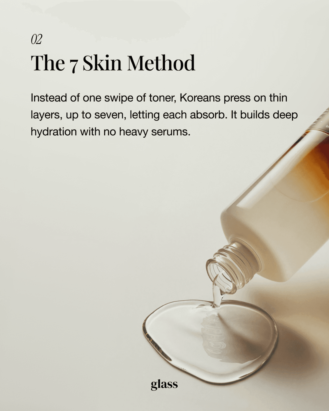 Layering hydrating toner in thin passes, the 7 skin method in a Korean night routine