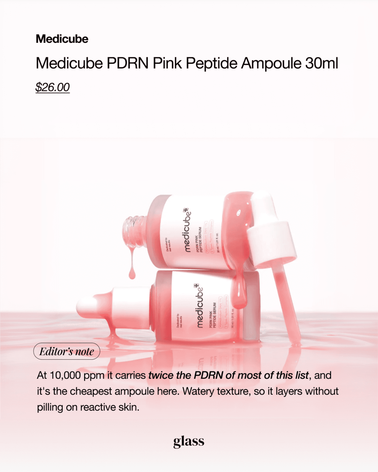 Medicube PDRN Pink Peptide Serum — an affordable topical PDRN serum with peptides