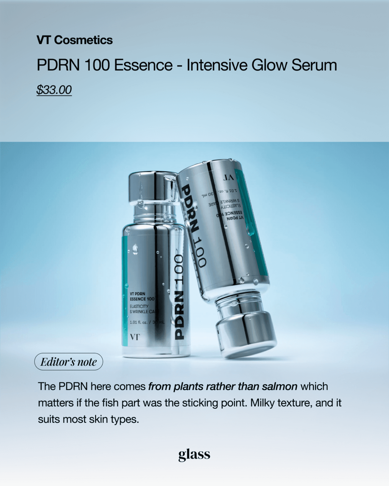 VT Cosmetics PDRN Essence 100 — a vegan topical PDRN serum made from Korean ginseng