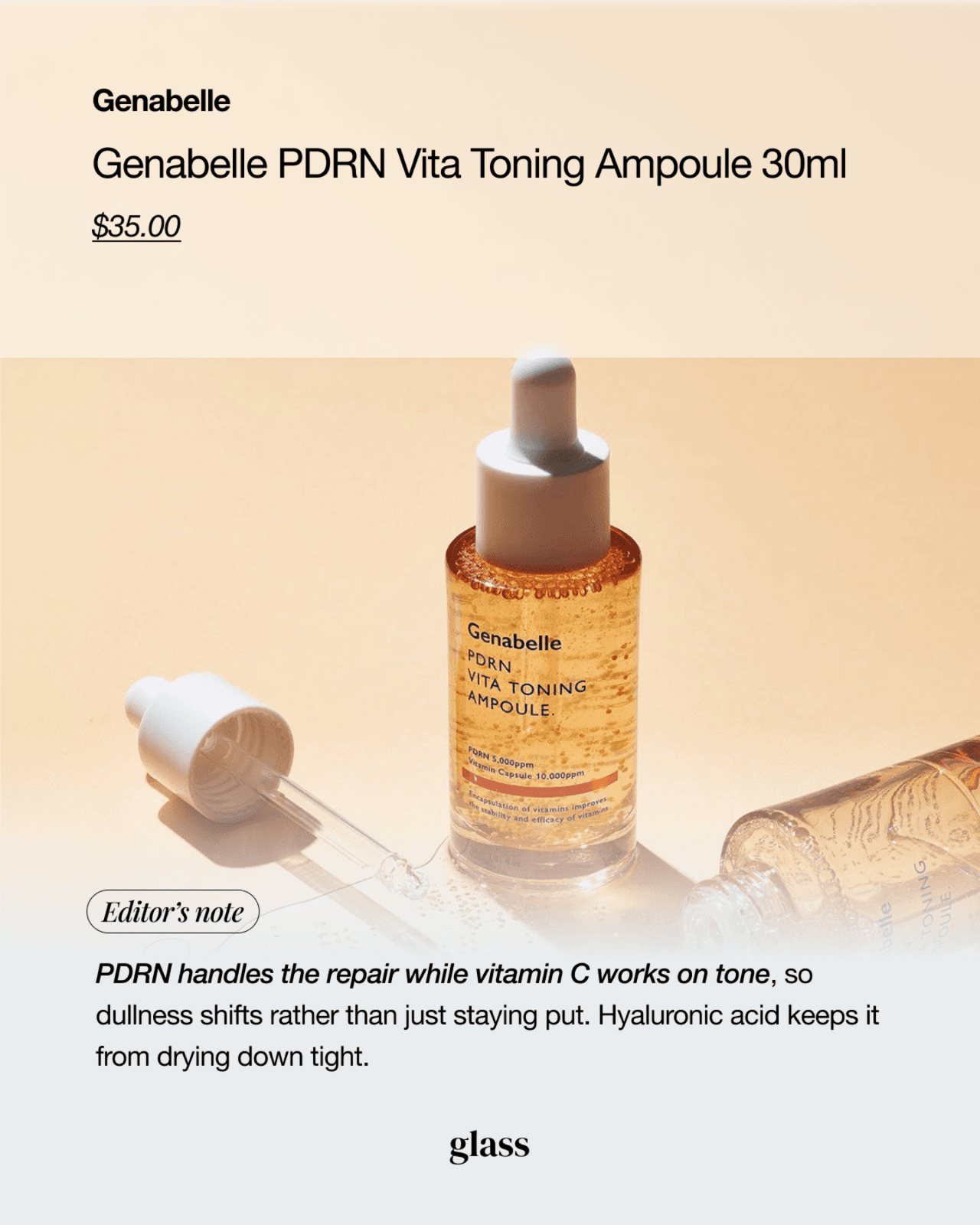 Genabelle PDRN Vita Toning Ampoule — topical PDRN with vitamin C for dull skin