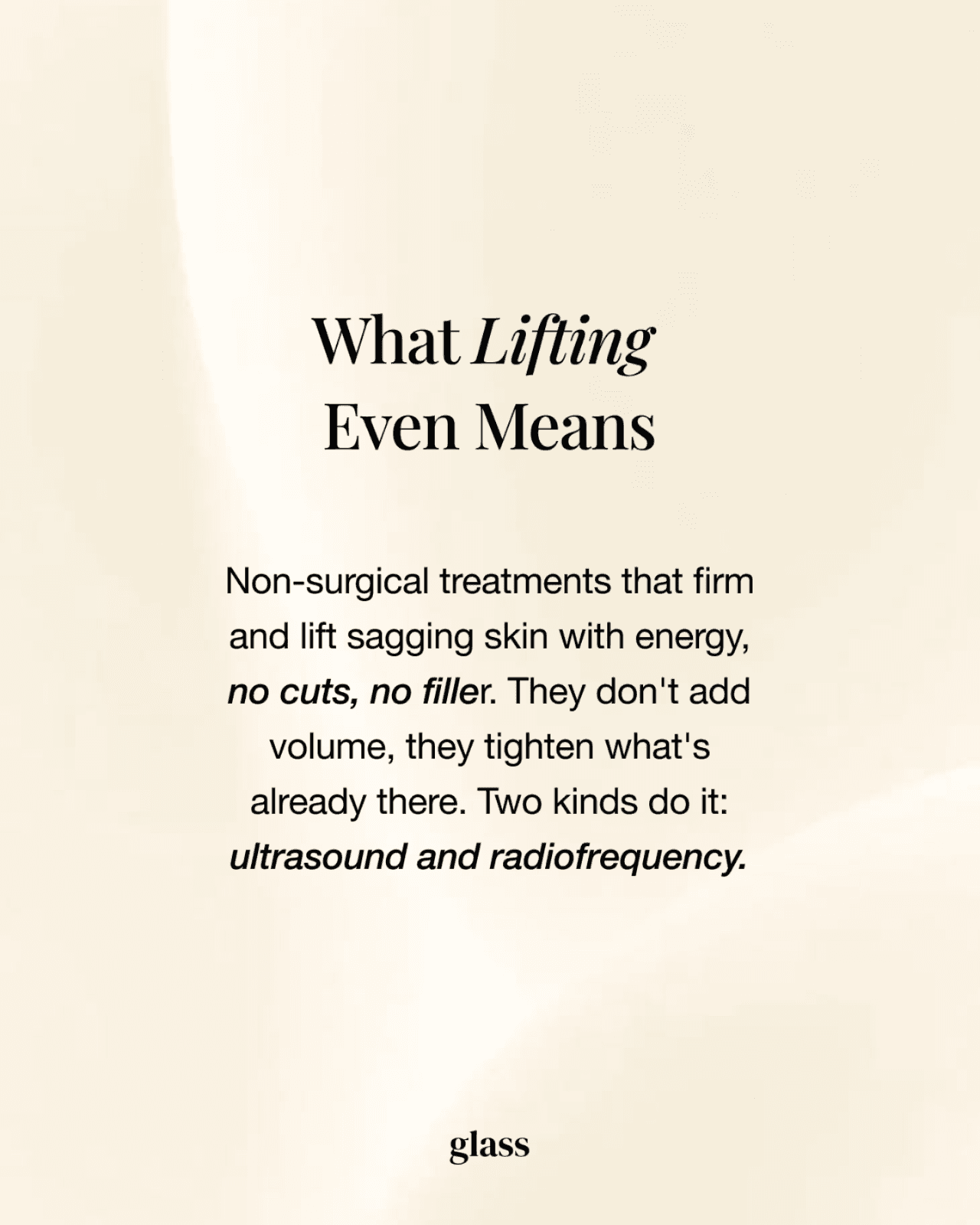 Non-surgical lifting treatments explained — ultrasound and radiofrequency target different skin layers