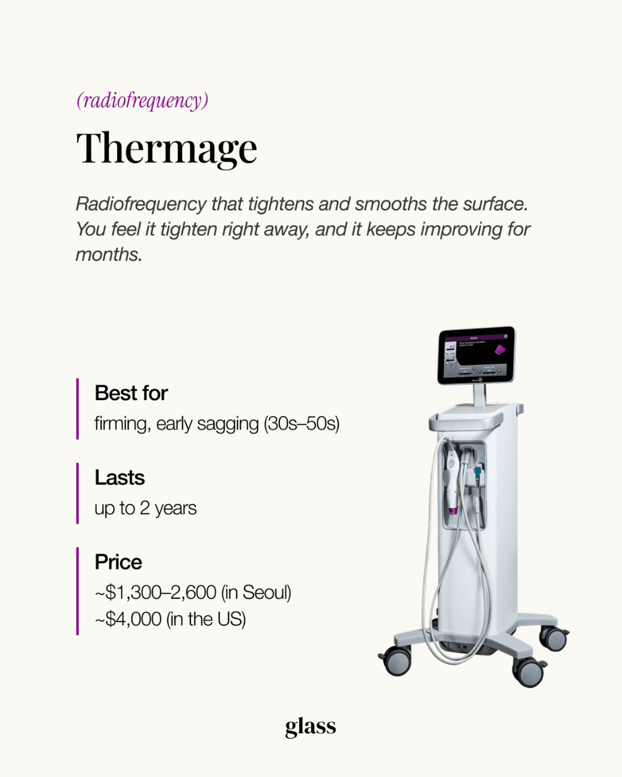 Thermage FLX radiofrequency treatment for skin tightening and firming in Korea